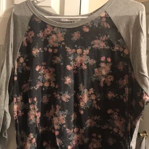 Baseball tee. Floral and grey. Maurices.